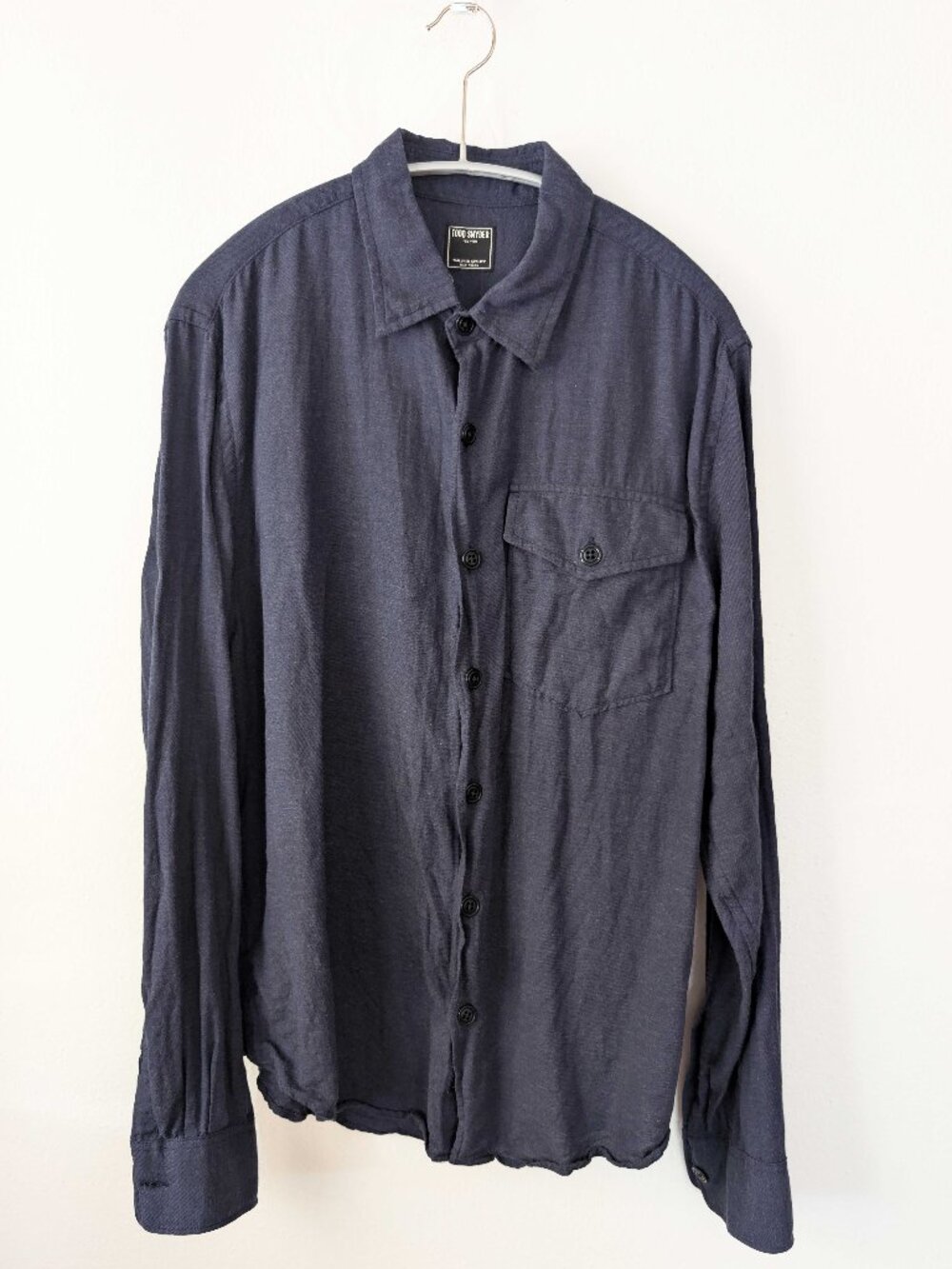 Todd Snyder Navy Cotton-Cashmere Lodge Shirt, size S